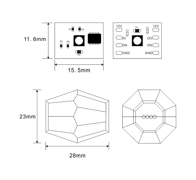 Outdoor Waterproof IP65 IP67 Smart Pixel Light SMD3535 DMX RGB 360 Degree Point Light