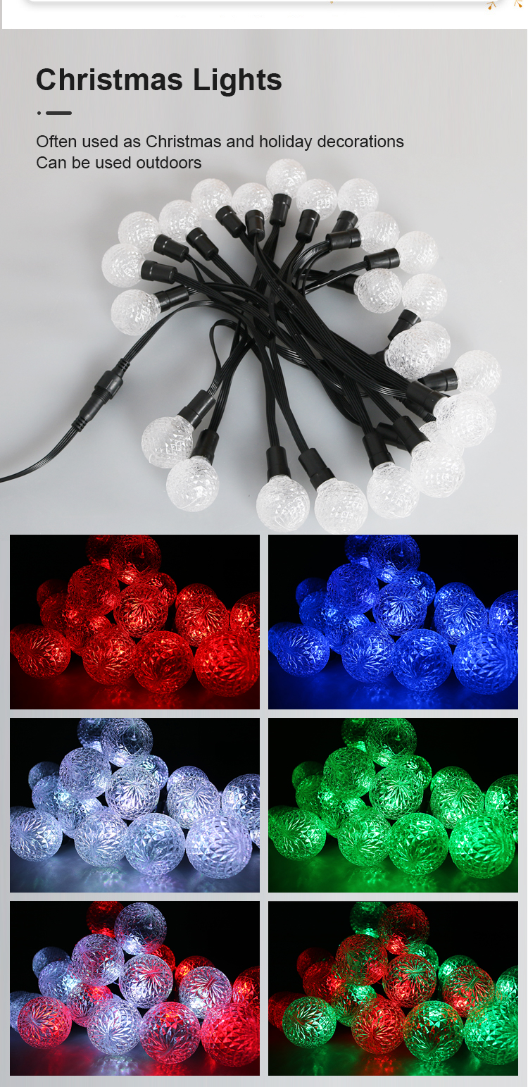 G40 40mm Christmas Light RGB SK9822 GS8208 IP67 5V 12V Led Pixel String Lighting